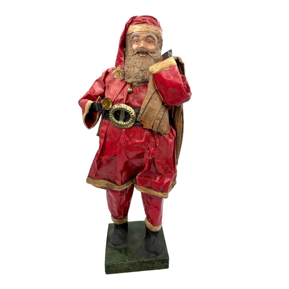 Vintage Handmade Paper Mache Santa Claus Figurine